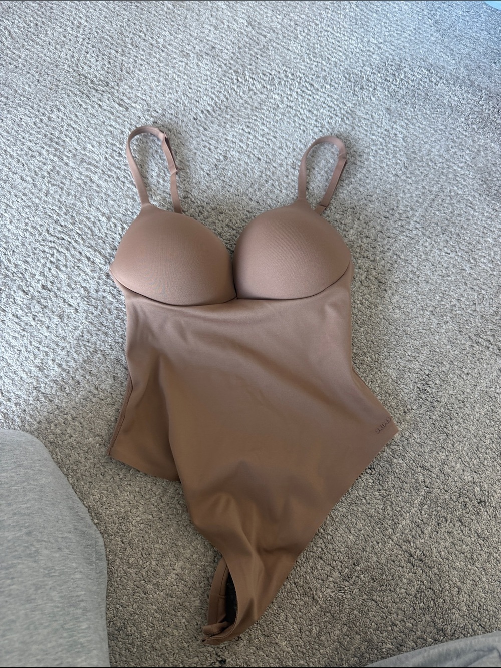 SKIMS Mauve Brown Seamless Bodysuit with Molded Cups